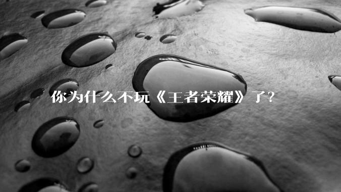 你为什么不玩《王者荣耀》了？